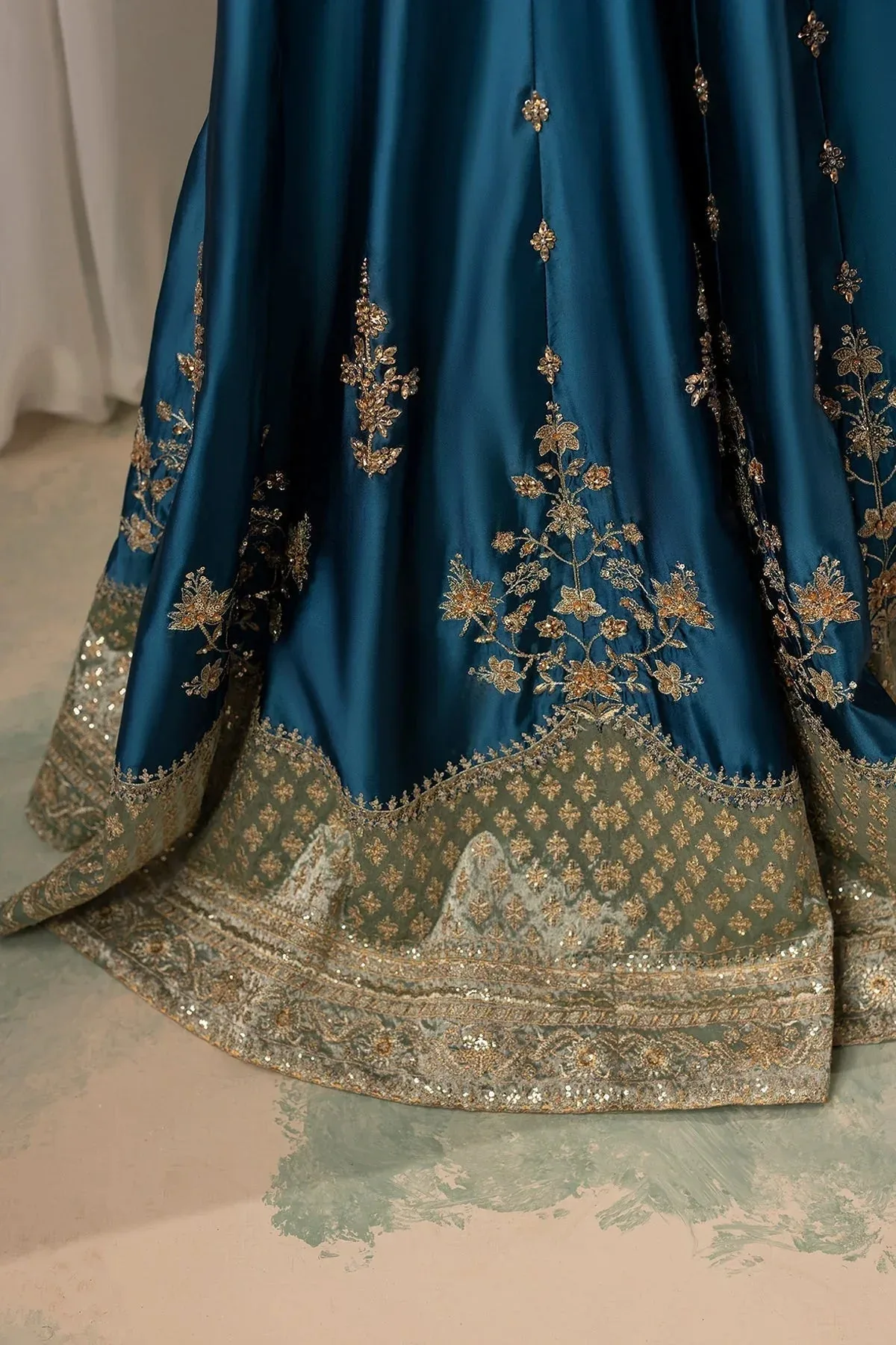 Mina Kashif Noor Jahan Wedding Formals Green Silk – view 11 – Poshaq