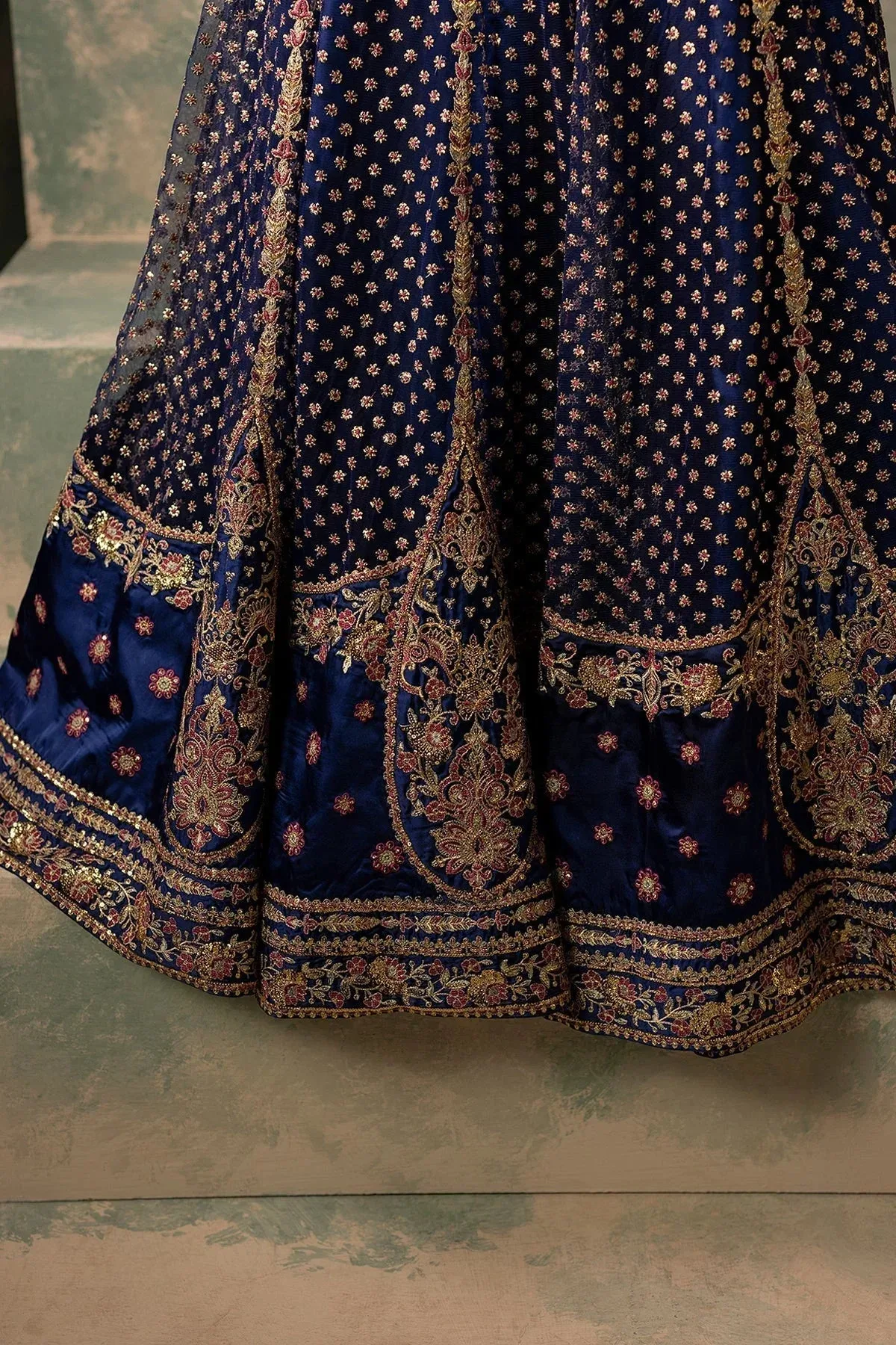 Mina Kashif Noor Jahan Wedding Formals Blue Silk – view 7 – Poshaq