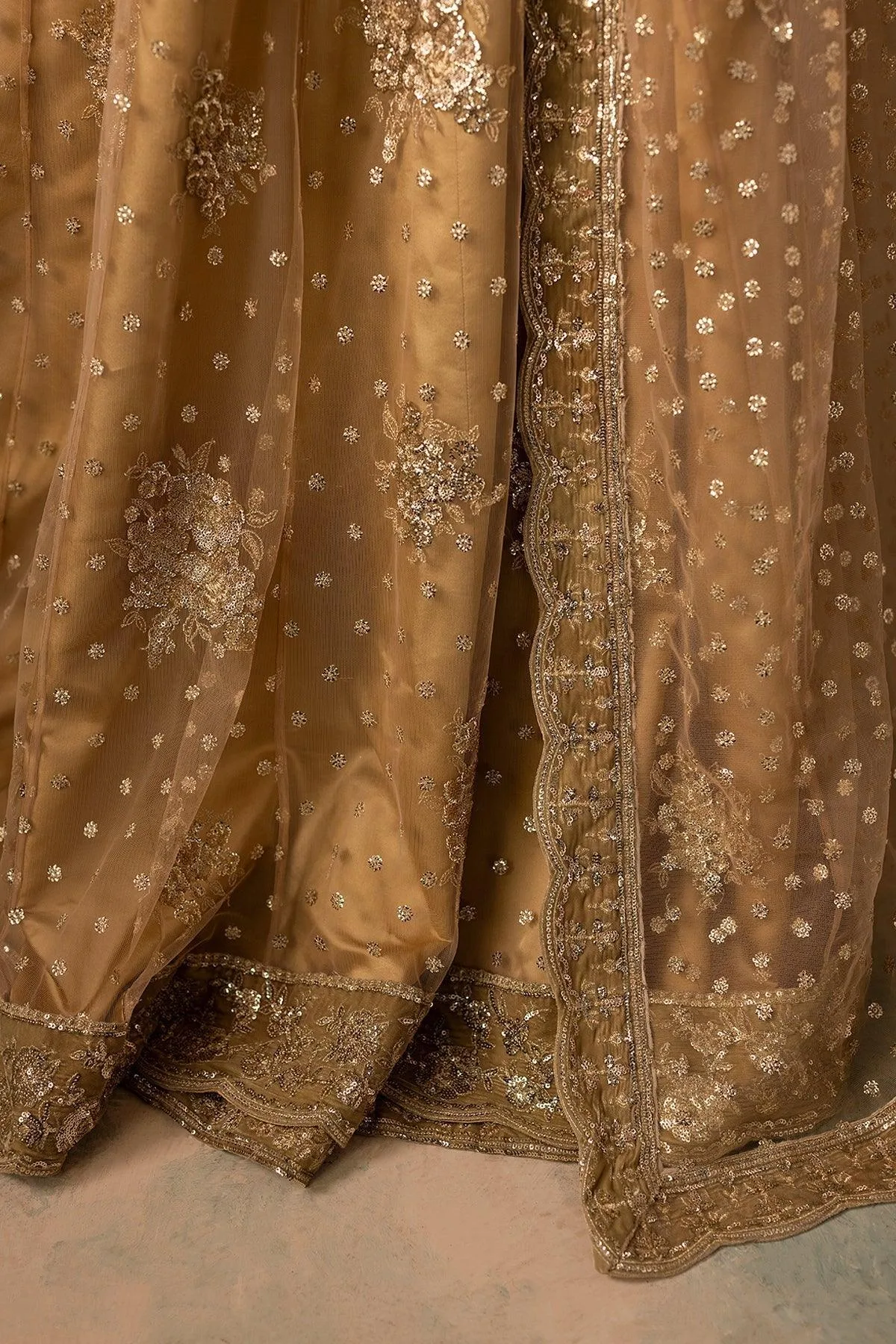 Mina Kashif Noor Jahan Wedding Formals Gold Velvet – view 7 – Poshaq