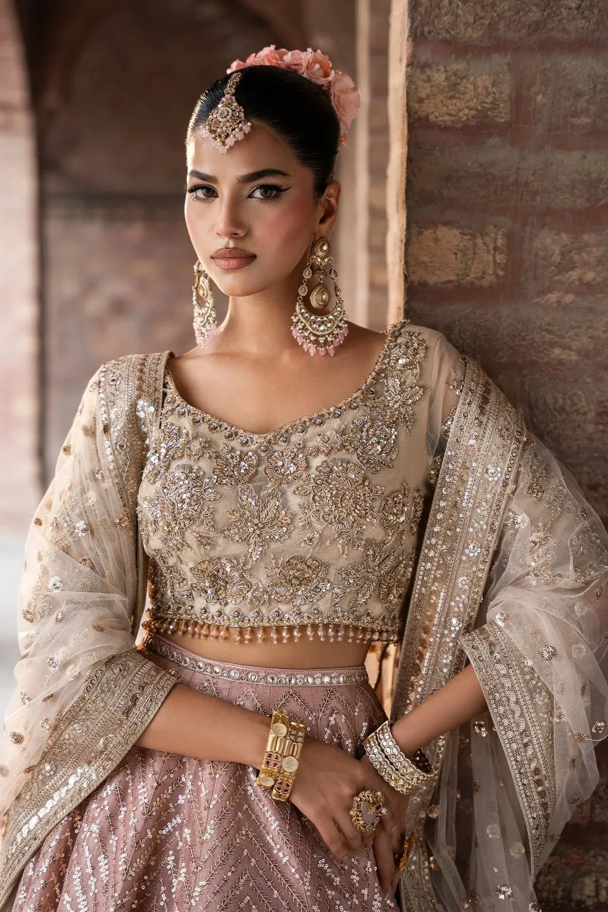 Mina Kashif Virsa Wedding Formals Skin Masoori – view 3 – Poshaq