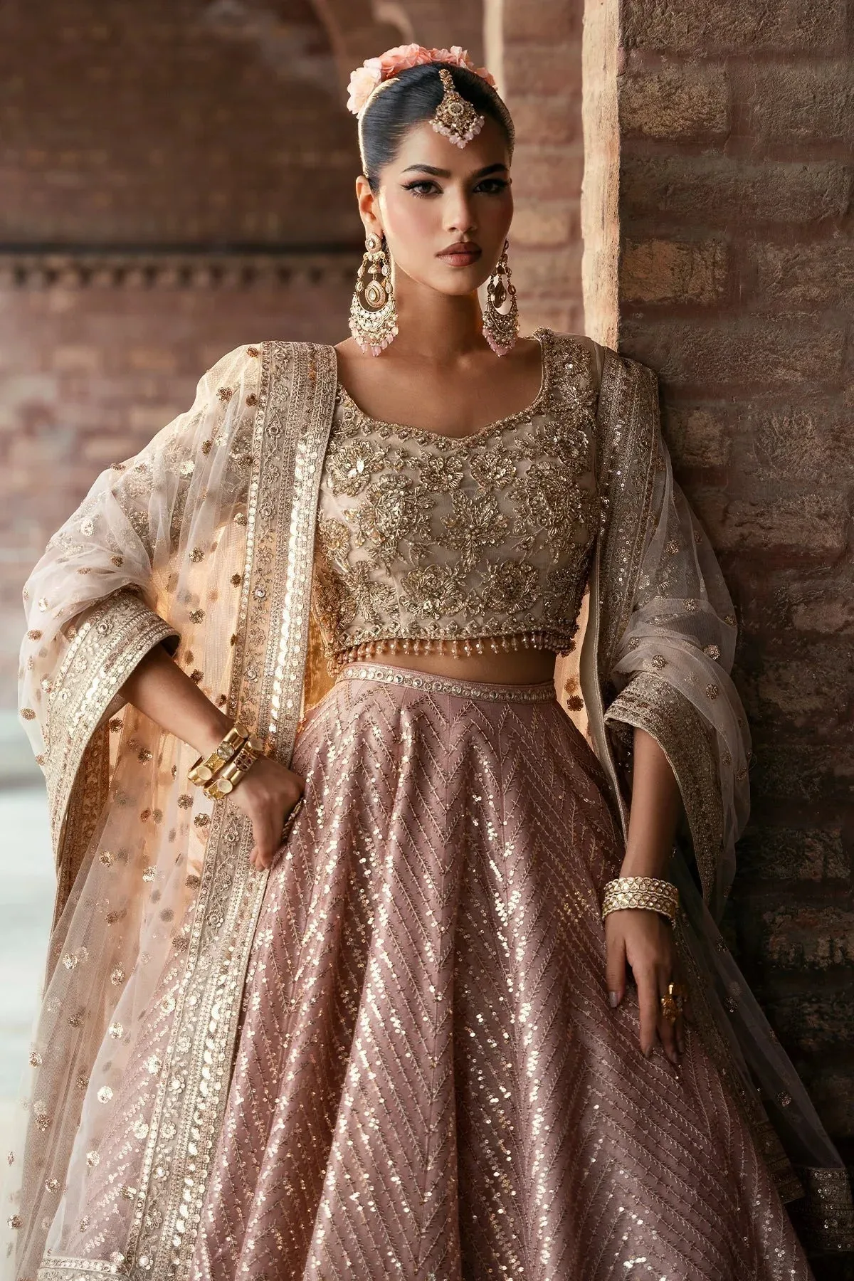 Mina Kashif Virsa Wedding Formals Skin Masoori – view 4 – Poshaq