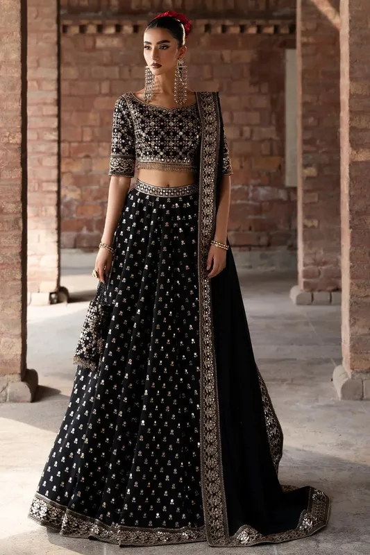 Mina Kashif Virsa Wedding Formals Black Chiffon – view 1 – Poshaq