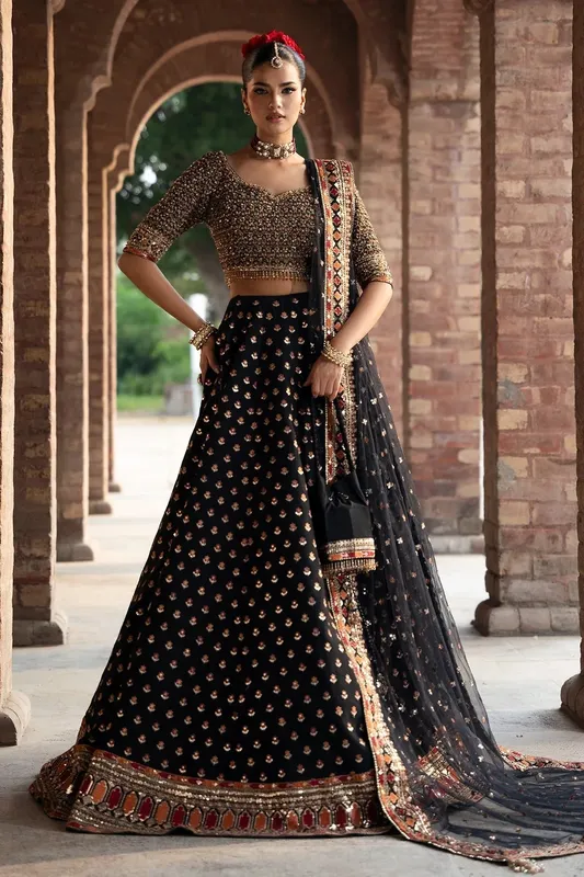 Mina Kashif Virsa Wedding Formals Black Silk – view 1 – Poshaq