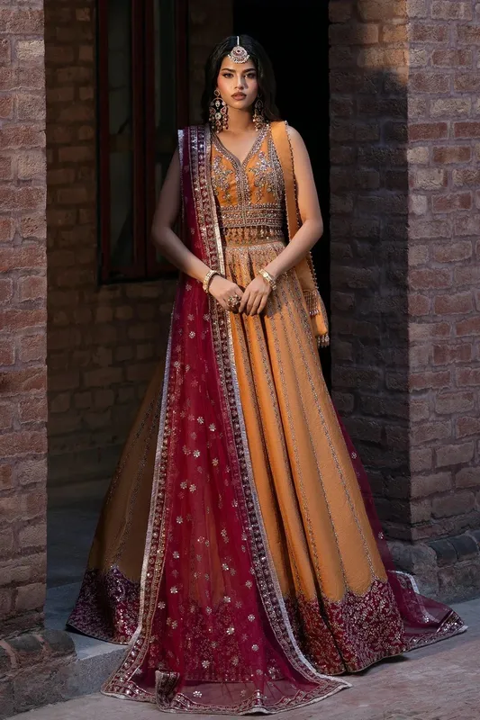 Mina Kashif Virsa Wedding Formals Mustard Silk – view 1 – Poshaq