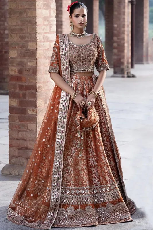 Mina Kashif Virsa Wedding Formals Burnt Orange – view 1 – Poshaq