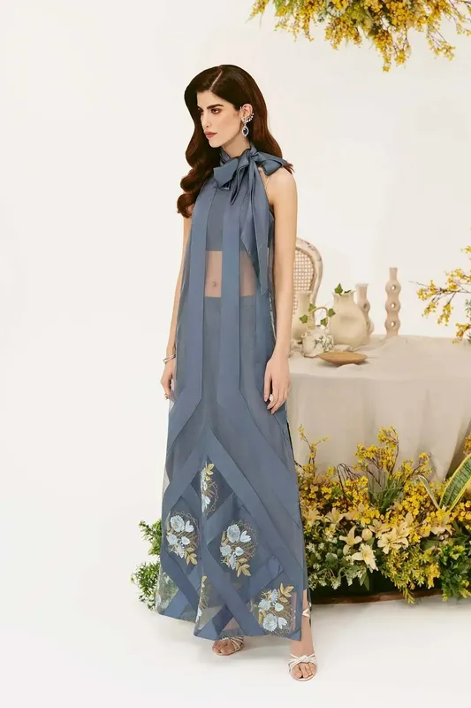 Mina Kashif Ala Mode Luxury Formals 23 Green Raw Silk – view 1 – Poshaq