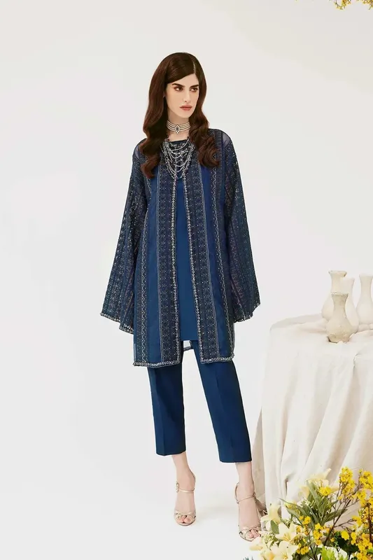 Mina Kashif Ala Mode Luxury Formals 23 Silver Raw Silk – view 1 – Poshaq
