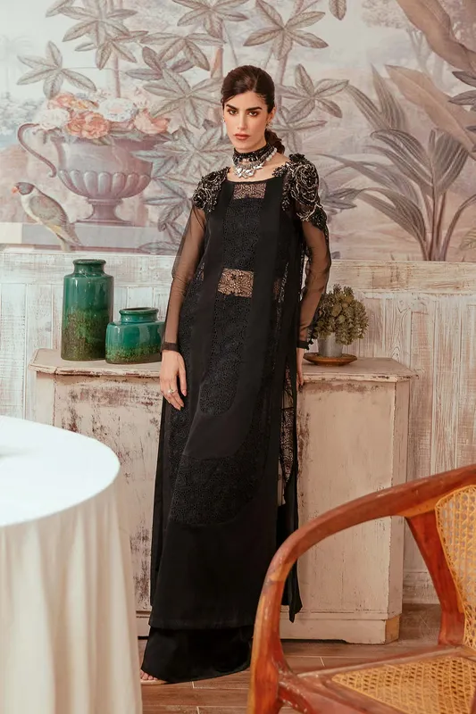 Mina Kashif Ala Mode Luxury Formals 23 Black Organza – view 1 – Poshaq