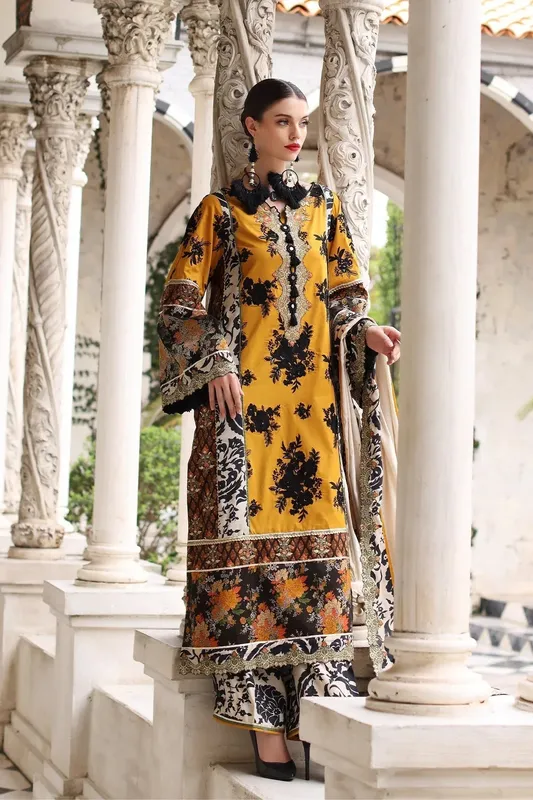Mina Kashif Festive Lawn Yellow Cotton – view 1 – Poshaq