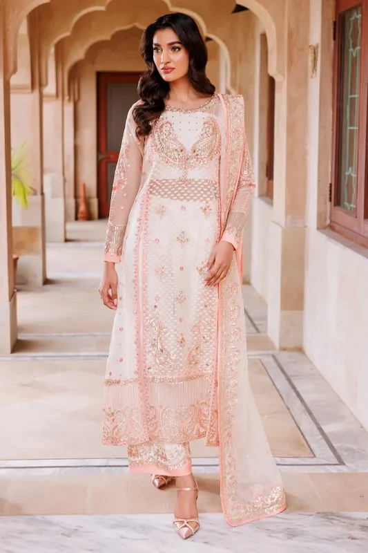 Mina Kashif Shahbano Luxury Pret 24 White Jacquard – view 1 – Poshaq