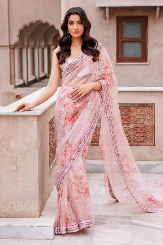 Mina Kashif Shahbano Luxury Pret 24 Pink Organza – view 1 – Poshaq