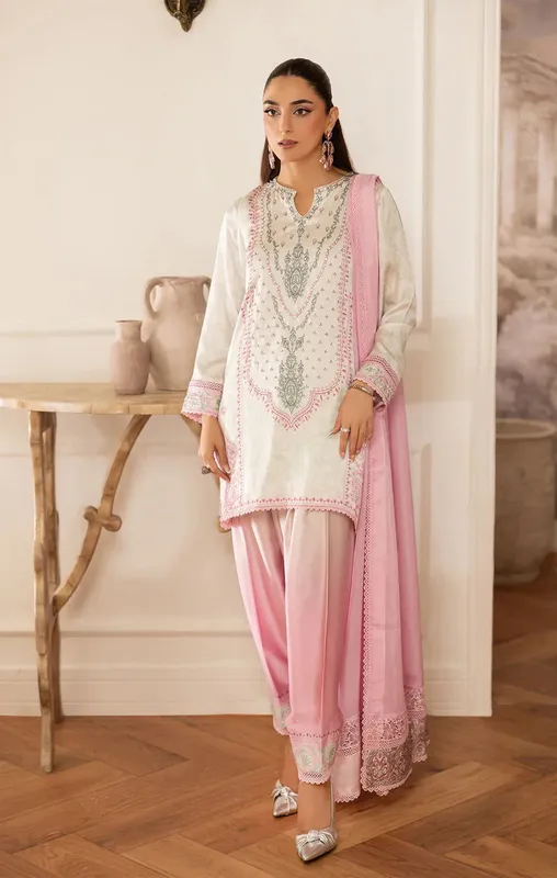 Maya Eloura Silk Pret 25 ivory pink Crepe – view 1 – Poshaq