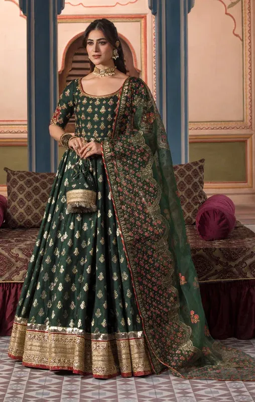 Maya Mehr o Mah Green Organza – view 1 – Poshaq