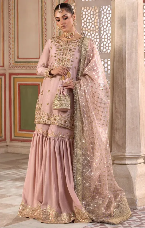 Maya Mehr o Mah dusty tea pink Raw Silk – view 1 – Poshaq
