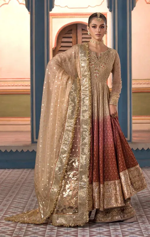 Maya Mehr o Mah Gold Organza – view 1 – Poshaq
