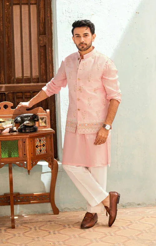 Maya Dil ki Batain Light Pink Raw Silk – view 1 – Poshaq