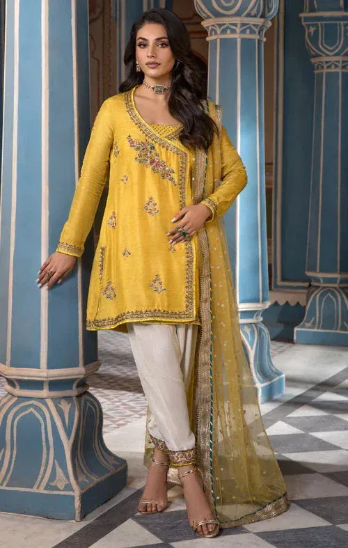 Maya Mehr o Mah Formals Yellow Raw Silk – view 1 – Poshaq