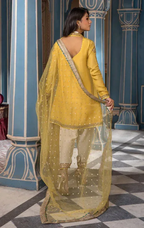 Maya Mehr o Mah Formals Yellow Raw Silk – view 2 – Poshaq