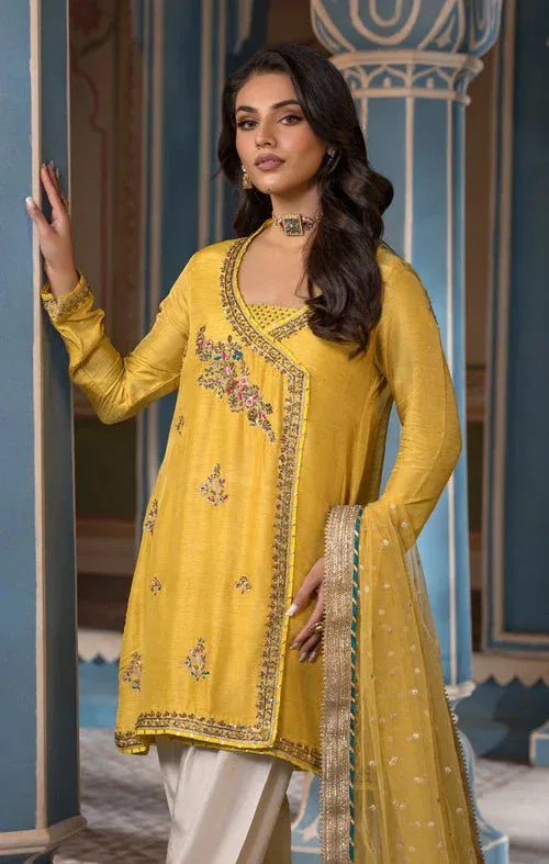 Maya Mehr o Mah Formals Yellow Raw Silk – view 3 – Poshaq
