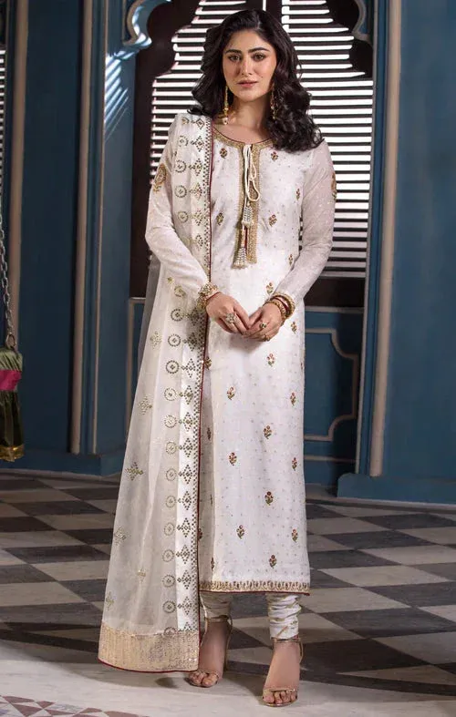 Maya Mehr o Mah Formals White Raw Silk – view 1 – Poshaq