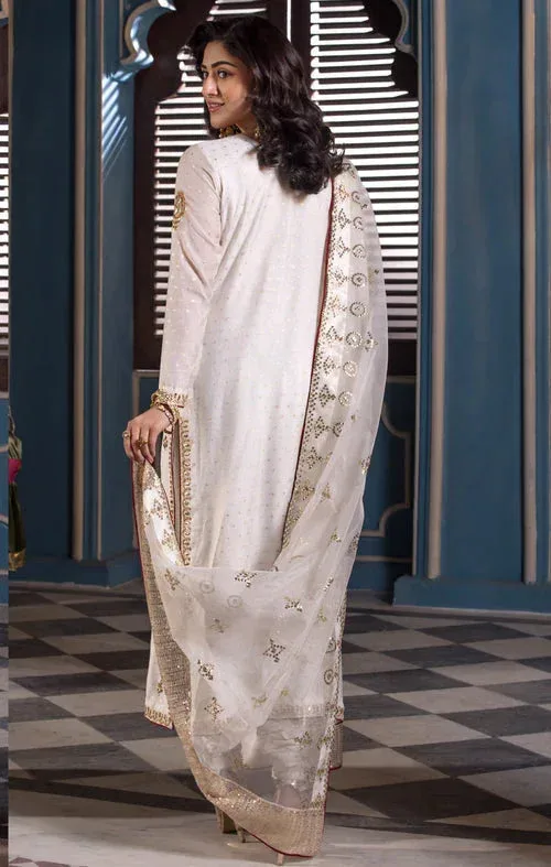 Maya Mehr o Mah Formals White Raw Silk – view 2 – Poshaq