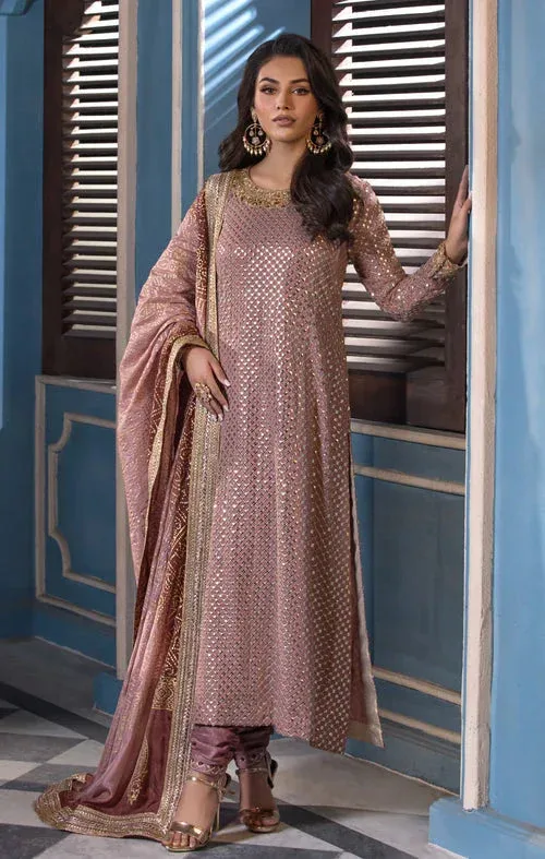 Maya Mehr o Mah Formals Tea Pink Raw Silk – view 1 – Poshaq