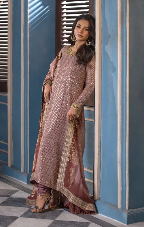 Maya Mehr o Mah Formals Tea Pink Raw Silk – view 4 – Poshaq