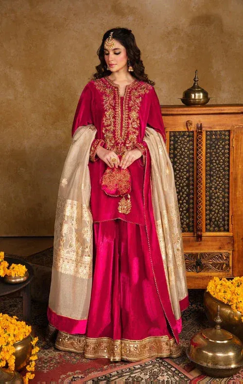 Maya Raazi Velvet 24 Hot Pink Organza – view 1 – Poshaq