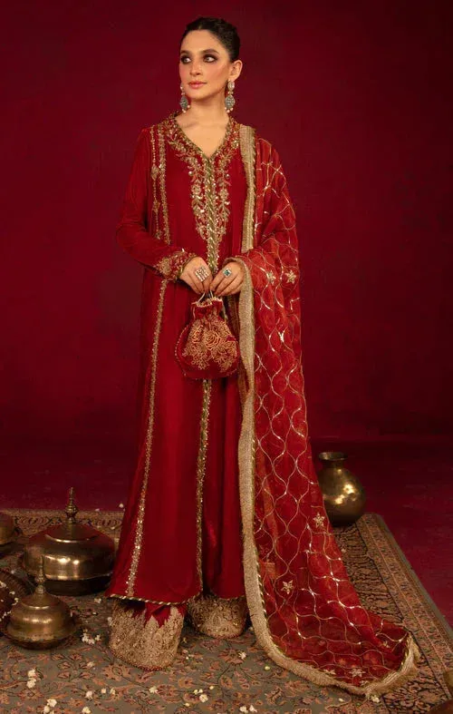 Maya Raazi Velvet 24 Maroon Raw Silk – view 1 – Poshaq
