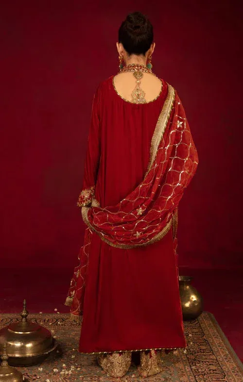 Maya Raazi Velvet 24 Maroon Raw Silk – view 2 – Poshaq