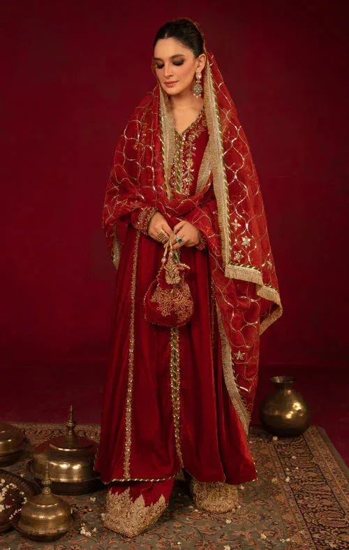 Maya Raazi Velvet 24 Maroon Raw Silk – view 6 – Poshaq