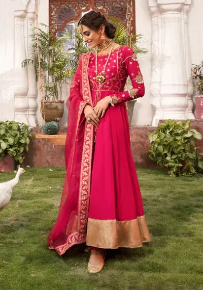 Maya Eid Collection Gul Bahaar Pink Raw Silk – view 1 – Poshaq