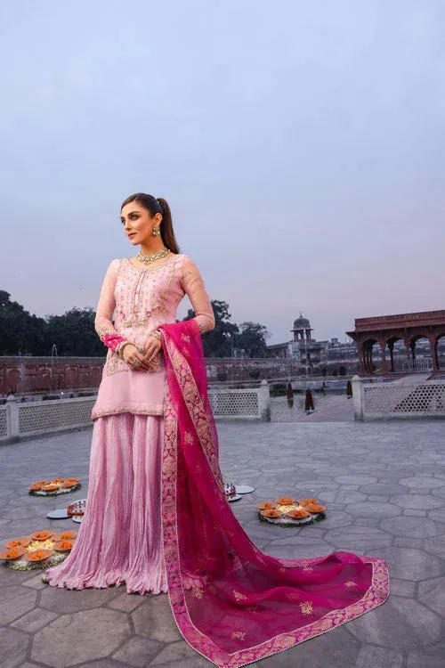Maya Eid Collection Cham Cham Pink Organza – view 1 – Poshaq