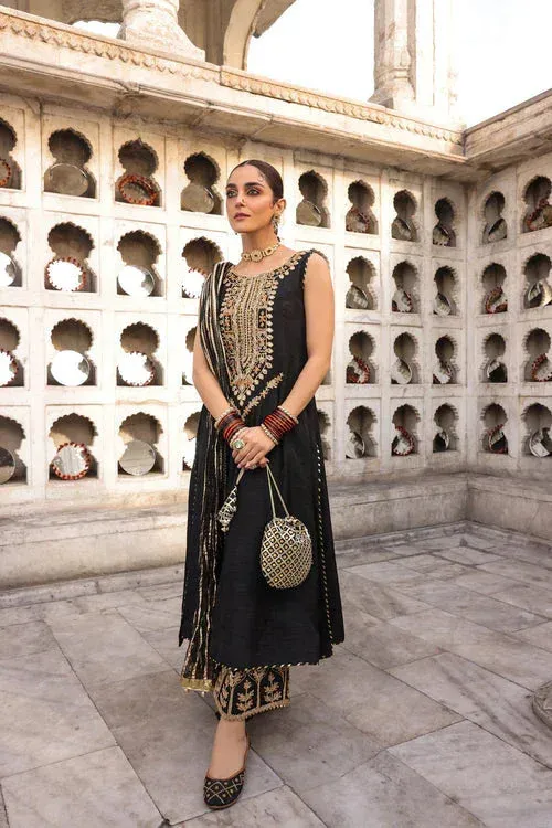 Maya Eid Collection Cham Cham Black Raw Silk – view 1 – Poshaq