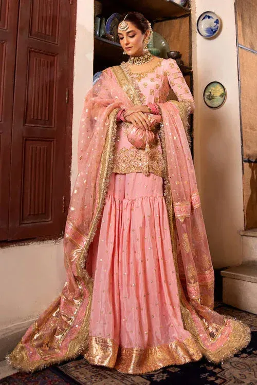 Maya Eid Collection Naulakhi Kohtai Pink Raw Silk – view 1 – Poshaq