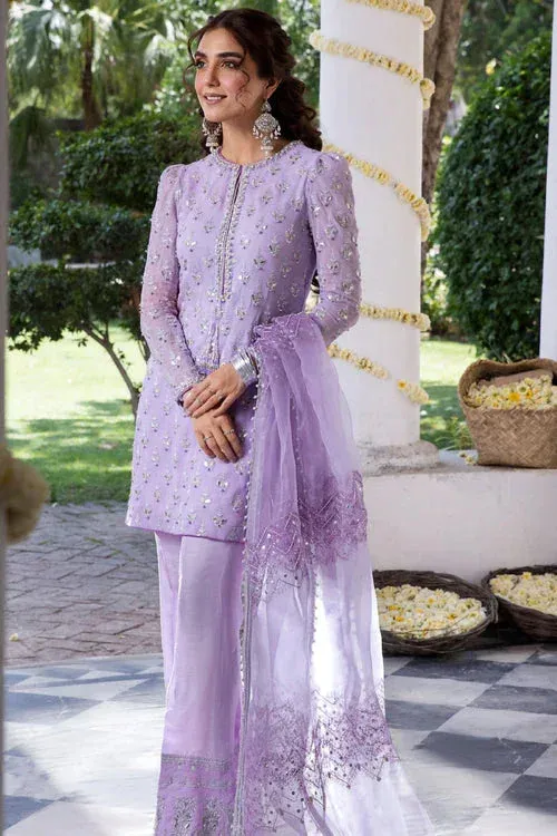 Maya Eid Collection Saawariya Lavender Raw Silk – view 1 – Poshaq