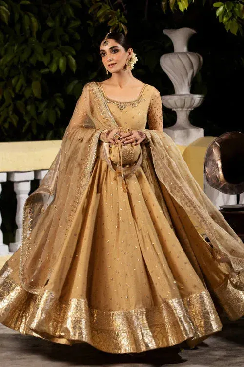 Maya Eid Collection Saawariya Gold Raw Silk – view 1 – Poshaq
