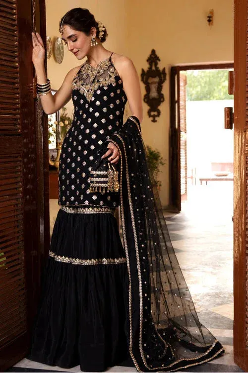 Maya Eid Collection Saawariya Black Georgette – view 1 – Poshaq