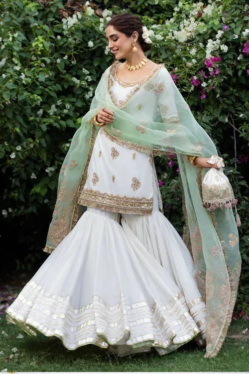 Maya Eid Collection Saawariya White Organza – view 1 – Poshaq