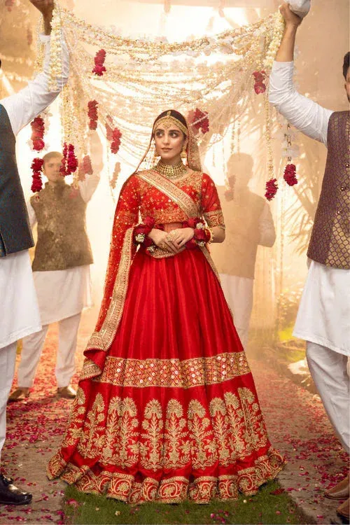 Maya Wedding Formal Babul Red Silk – view 1 – Poshaq