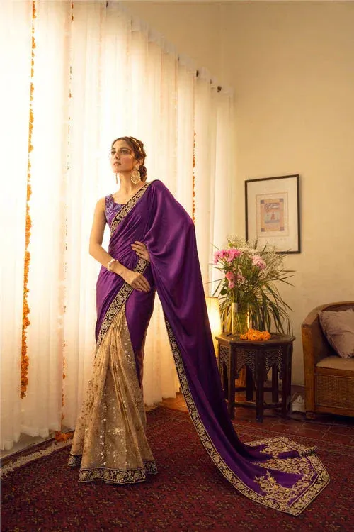 Maya Wedding Formal Babul Purple Silk – view 1 – Poshaq