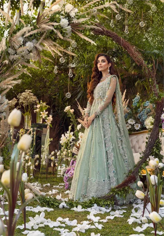 Maya Wedding Formal Babul Green Tissue – view 1 – Poshaq