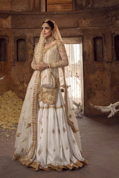 Maya Wedding Formal Ulfat White Raw Silk – view 1 – Poshaq