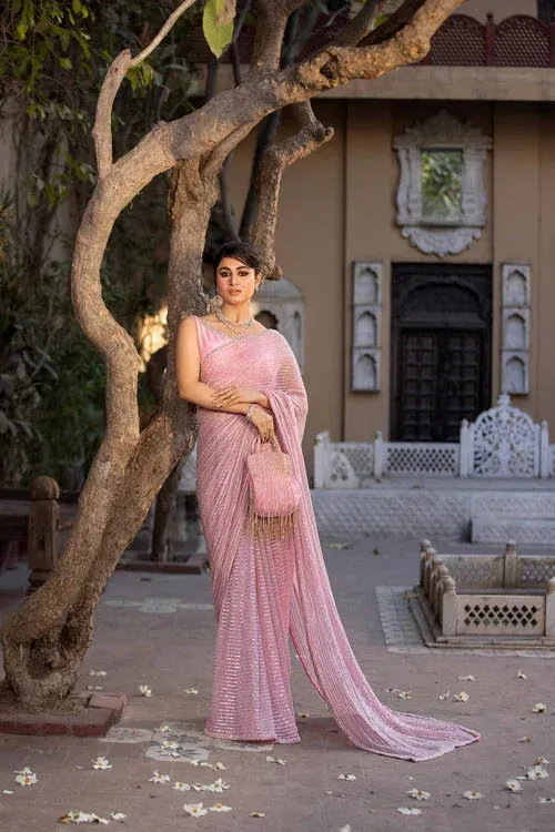 Maya Wedding Formal Humnawa Pink Raw Silk – view 1 – Poshaq