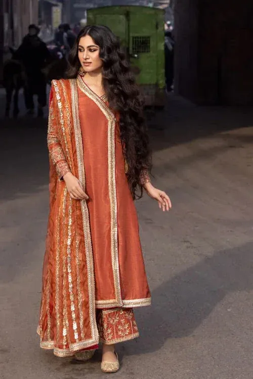 Maya Wedding Formal Humnawa Orange Raw Silk – view 1 – Poshaq
