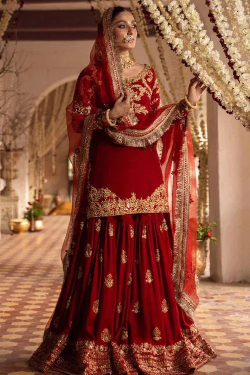 Maya Wedding Formal Raabta Red Raw Silk – view 1 – Poshaq