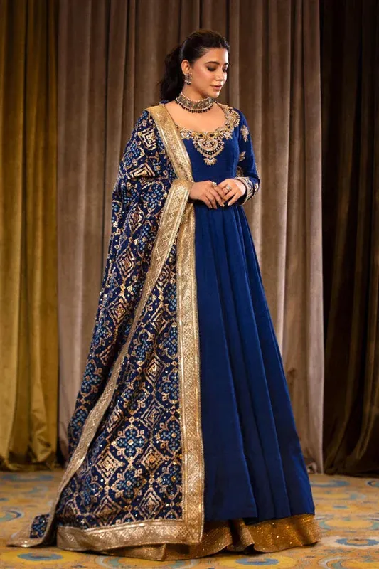 Maya Wedding Formal Bandhan Blue Raw Silk – view 1 – Poshaq