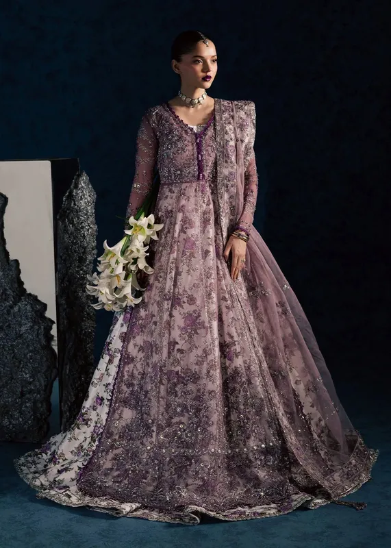 Maria Osama Khan Lamhay Wedding Festive Lilac Organza – view 1 – Poshaq