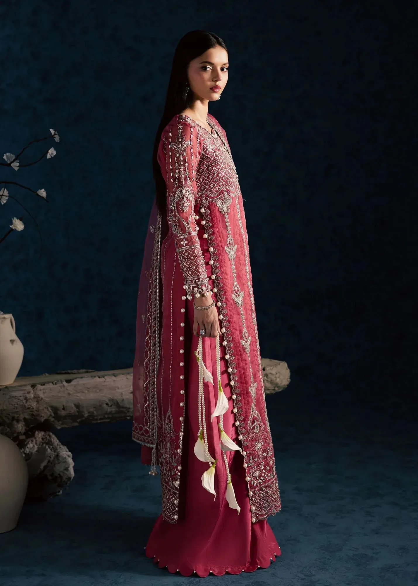 Maria Osama Khan Lamhay Wedding Festive Pink Organza – view 5 – Poshaq