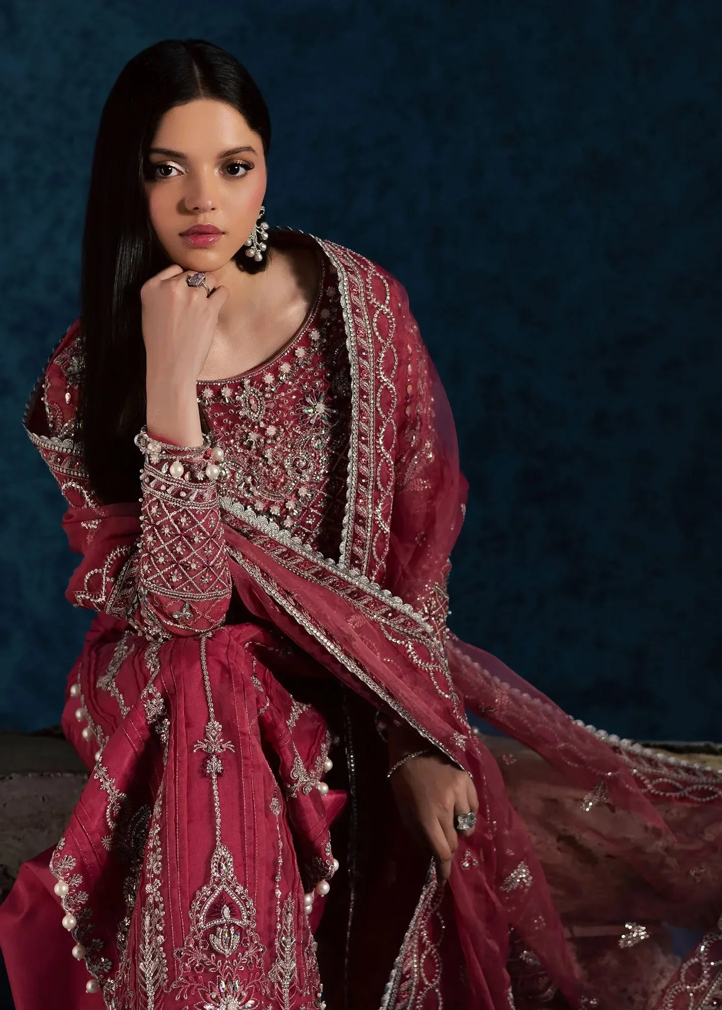 Maria Osama Khan Lamhay Wedding Festive Pink Organza – view 6 – Poshaq